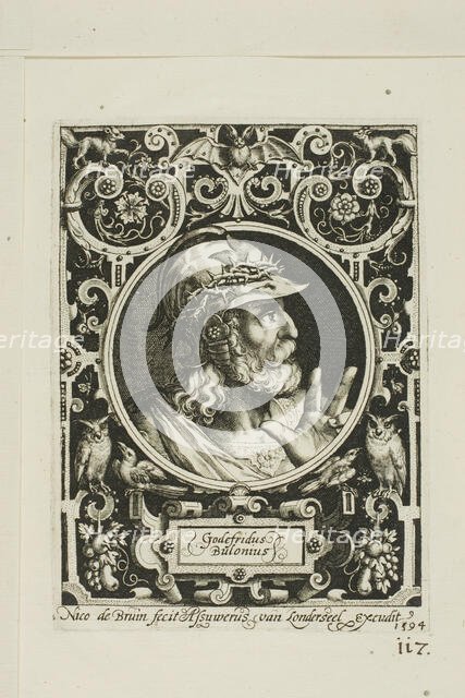 Godfrey of Bouillon, plate nine from The Nine Worthies, 1594. Creator: Nicolaes de Bruyn.