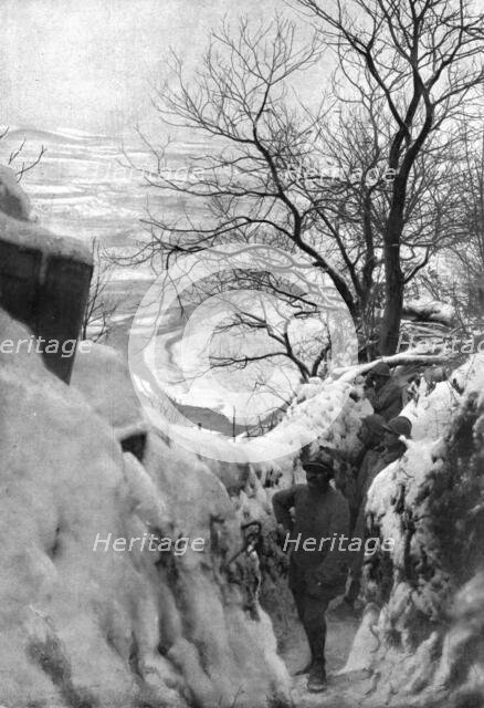 In Snow on the Italian Front; December: the Piave valley, seen from a French trench.., 1917. Creator: Unknown.