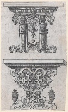 Two Table Designs, 1565-70. Creator: Jacques Androuet Du Cerceau.