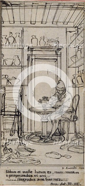 Study for Vignette-Frontispiece in Poncelot's "Principes Generaux pour Servir à l'Educa..., c. 1763. Creator: Hubert Francois Gravelot.