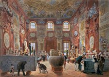 The large marble hall of the Lower Belvedere with the sculptures from the Antique Collection, 1876. Creator: Carl Goebel.
