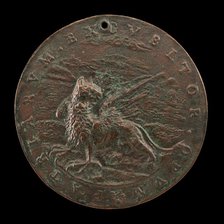Griffin, Ducally Gorged, in a Landscape [reverse], 1577 or after. Creator: Bernardo Rantvic.