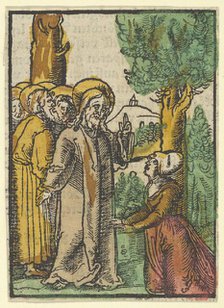 Christ and the Woman Issuing Blood, from Das Plenarium, 1517. Creator: Hans Schäufelein the Elder.
