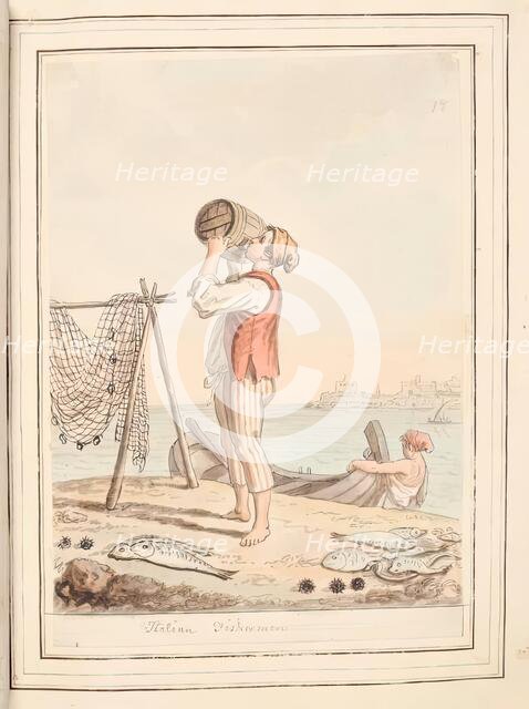 Italian Fisherman, leaf from 'A Collection of Dresses by David Allan Mostly from Nature', 1776. Creator: David Allan.