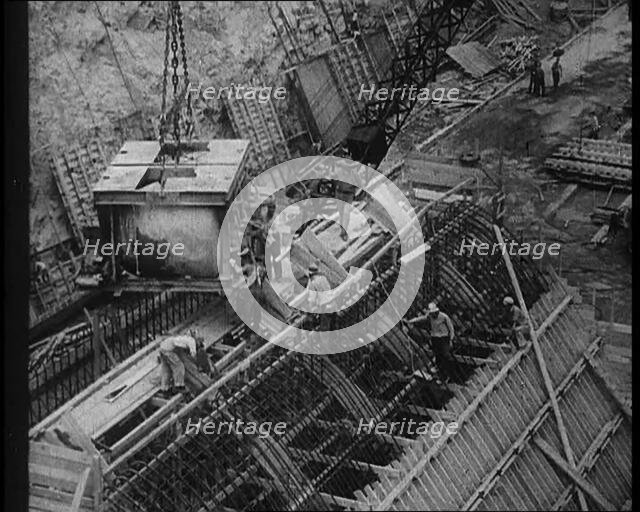 Men Working on a Dam, 1933. Creator: British Pathe Ltd.