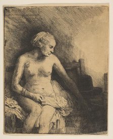 Woman at the Bath with a Hat beside Her, 1658. Creator: Rembrandt Harmensz van Rijn.