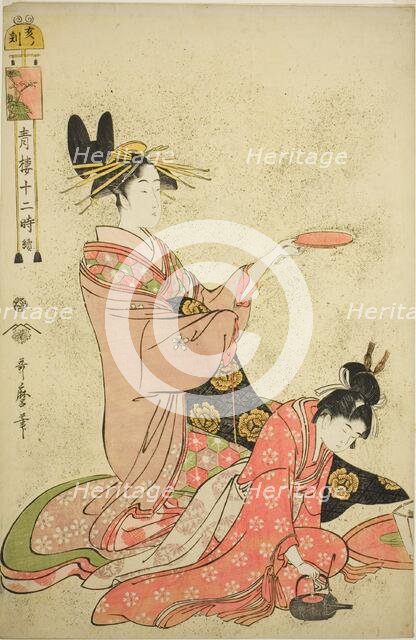 Hour of the Boar (I no koku), from the series "Twelve Hours in Yoshiwara (Seiro...", Japan, c. 1794. Creator: Kitagawa Utamaro.