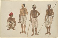 Four Recruits in White Dhotis, page from the Fraser Album, Company School, c. 1815/16. Creator: Unknown.