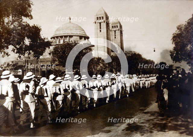 After the attack on Dakar, a funeral convoy passes the cathedral, September 1940. Artist: Unknown