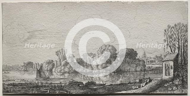 A Little Chapel by a Pond. Creator: Jan van de Velde (Dutch, 1620-1662).