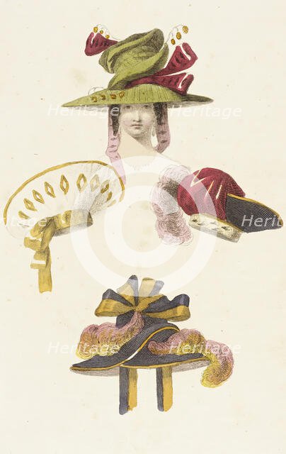 Fashion Plate (Head Dresses), 1828. Creator: Rudolph Ackermann.