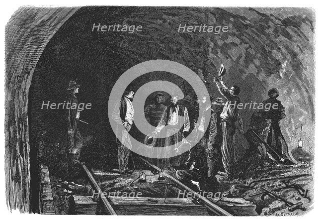 Opening of the Alps, Mont - Cenis tunnel between France and Italy, union between the tunnels and …