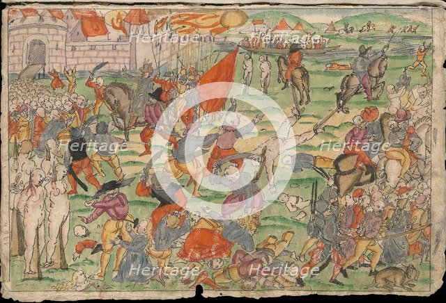 Russian atrocities in Livonia on July and August 1577. From Johann Jakob Wick's Sammlung von Nachric Artist: Anonymous  