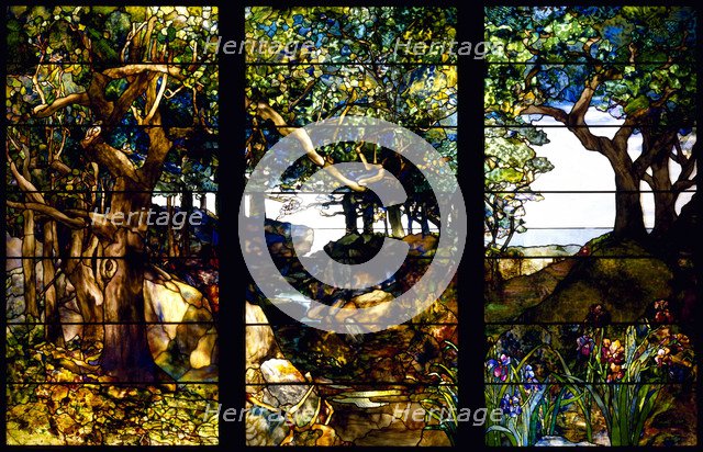 A Wooded Landscape in Three Panels, c. 1905. Artist: Tiffany, Louis Comfort (1848-1933)