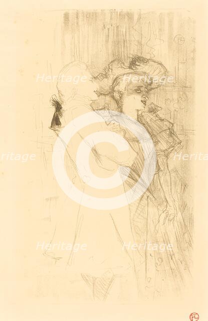 Lender and Auguez in "La chanson de fortunio" (Lender et Auguez dans "La chanson...), 1895. Creator: Henri de Toulouse-Lautrec.