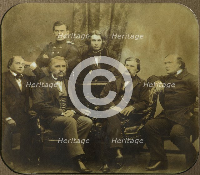 Sovremennik: Ivan Goncharov, Ivan Turgenev, Leo Tolstoy, Dmitri Grigorovich, Alexander Druzhinin and Artist: Levitsky, Sergei Lvovich (1819-1898)