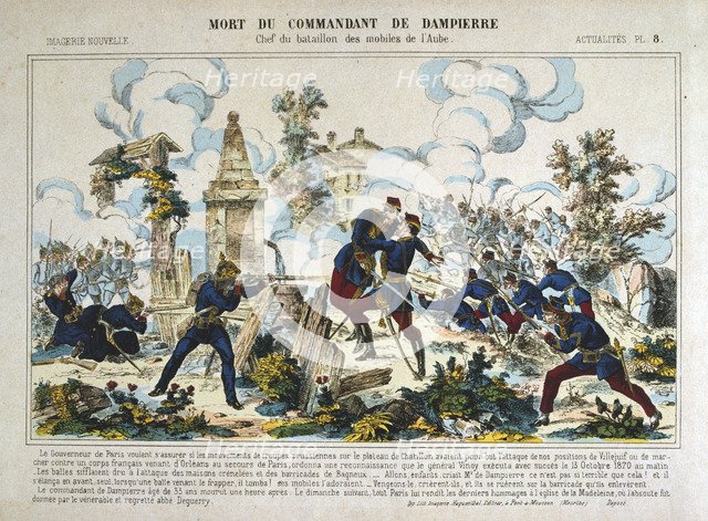 Death of Commandant de Dampierre, Siege of Paris, Franco-Prussian War, 13th October 1870. Artist: Anon