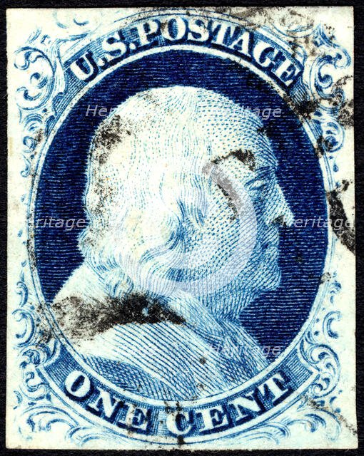 1c Franklin type IV single, 1852. Creator: Unknown.
