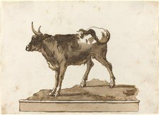 A Bull on a Ledge, 1770s. Creator: Giovanni Battista Tiepolo.