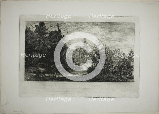 City with Stone Bridge, 1865. Creator: Rodolphe Bresdin.