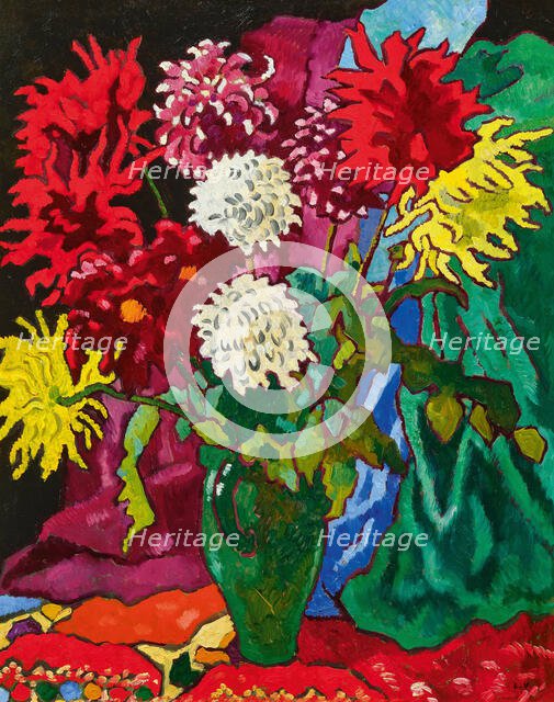 Dahlias, cruche verte, 1942. Creator: Valtat, Louis (1869-1952).