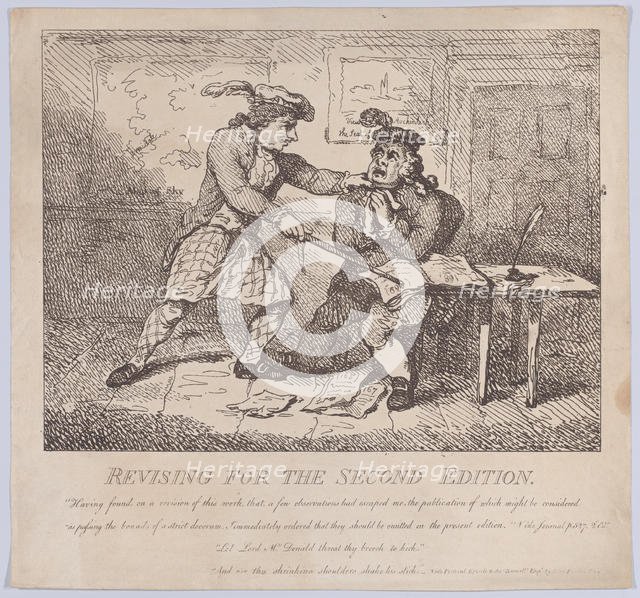 Frontispiece, Revising for the Second Edition (Picturesque Beauties of Boswell, P..., June 15, 1786. Creator: Thomas Rowlandson.
