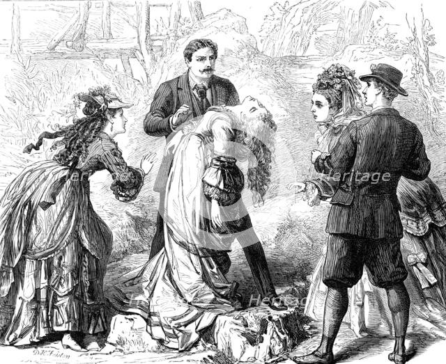 Scene from "False Shame", at the Globe Theatre, 1872. Creator: Unknown.