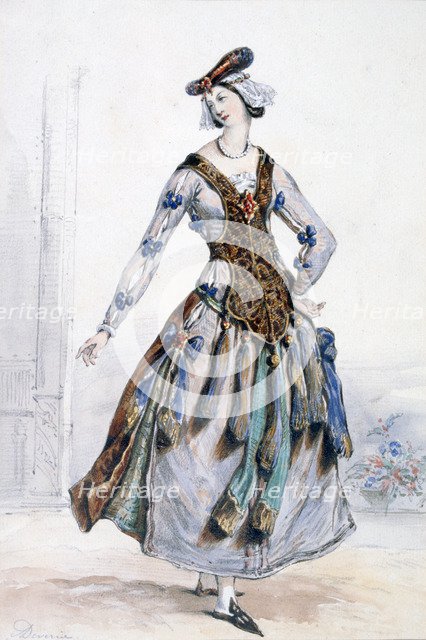 'Mademoiselle Sophie', Costume design for an opera, c1820-1857. Artist: Achille Deveria