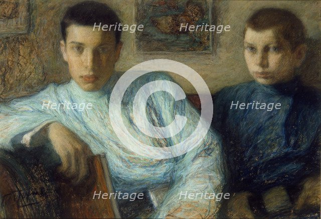 Portrait of Boris and Alexander Pasternak, 1905. Artist: Pasternak, Leonid Osipovich (1862-1945)