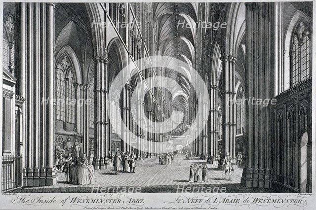 Interior view of Westminster Abbey, London, c1760. Artist: Thomas Bowles