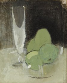 Green Apples and Champagne Glass, 1934. Creator: Helene Schjerfbeck.