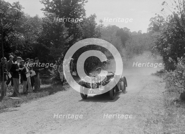 Singer Le Mans competing in the BOC Hill Climb, Chalfont St Peter, Buckinghamshire, 1932. Artist: Bill Brunell.