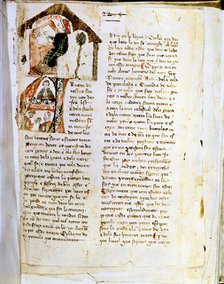 Chronicle of D. Jaume I' by Ramon Muntaner, manuscript, 1328, front page with the illustration of…