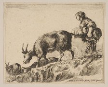 Plate 14: shepherdess herding goats, ca. 1641. Creator: Stefano della Bella.