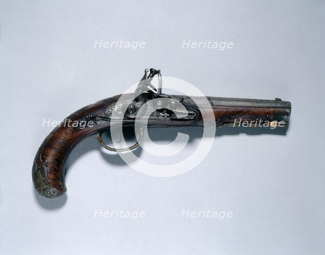 Flintlock Pistol, c. 1750. Creator: Johann Andreas Kuchenreuter (German, 1716-1795).