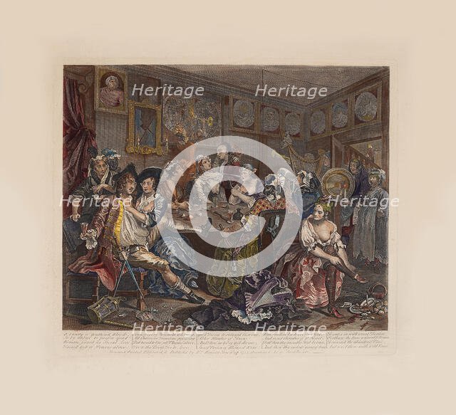 A Rake's Progress, Plate 3: The Tavern Scene, ca 1735. Creator: Hogarth, William (1697-1764).