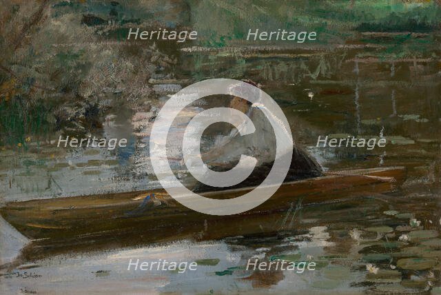 Lady in a Boat, 1900-1920. Creator: Josef Schusser.