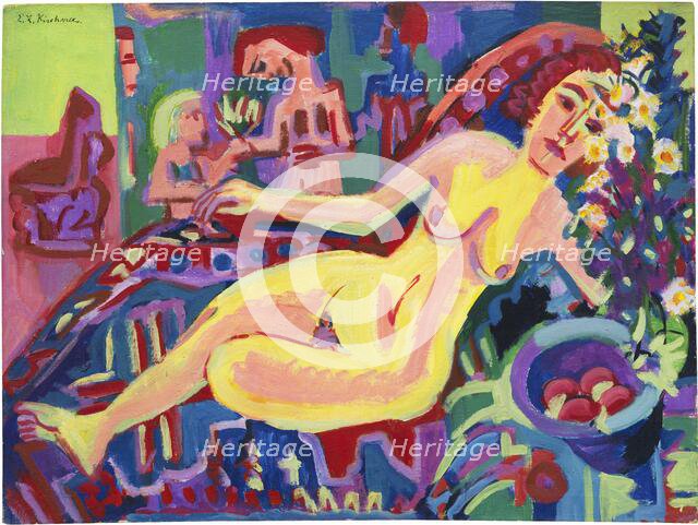 Nude on a Divan, 1924. Creator: Kirchner; Ernst Ludwig (1880-1938).