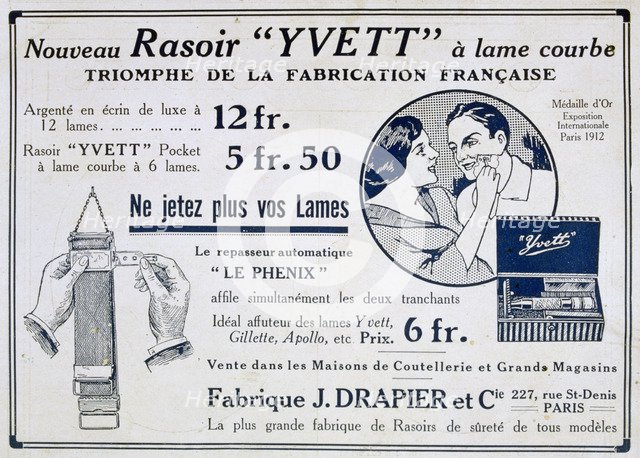 Yvett razor advertisement, 1915. Artist: Unknown