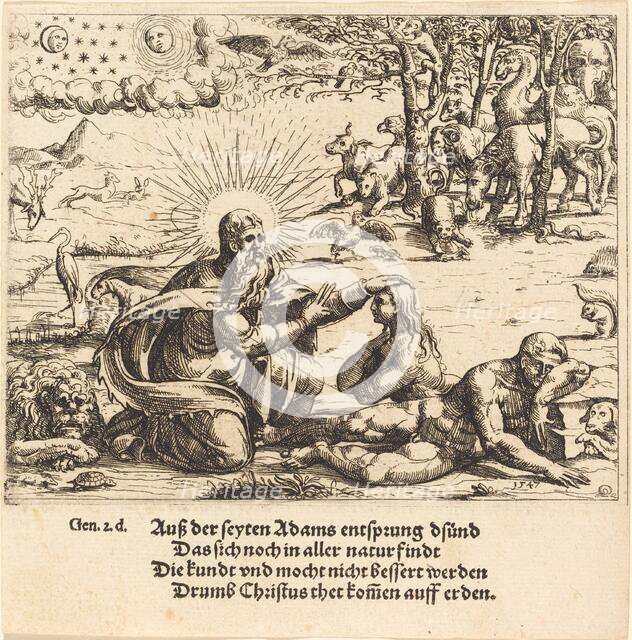 Creation of Eve, 1547. Creator: Augustin Hirschvogel.