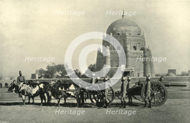 'Indian Garrison Artillery with Heavy Battery (40-pr. M.L.) Equipment - Drill Order (Khaki)', 1901. Creator: F Bremner.