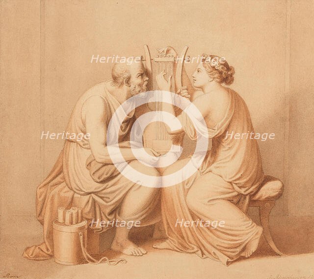 Socrates learning the lyra, 1851. Creator: Riepenhausen, Johann Christian (1787-1860).