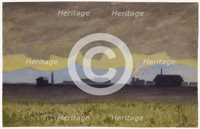 Train Landscape in Arizona, 1890. Creator: Louis Michel Eilshemius.