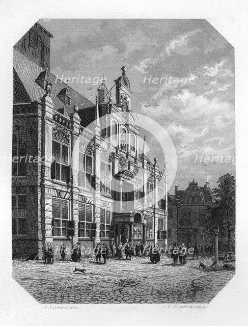 The Town Hall at Delft, Netherlands, 1620 (c1870).Artist: JH Rennefeld
