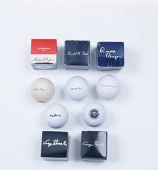 Presidential golf balls and boxes, 1970-92. Artist: Unknown