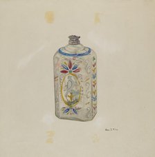 Decorated Glass Flask, c. 1940. Creator: George File.