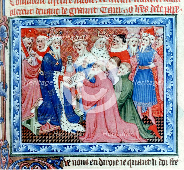 Marco Polo, Venetian traveller and merchant meeting Kublai Khan, 13th century. Artist: Unknown