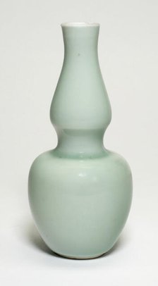 Celadon-Glazed Double-Gourd Vase, Qing dynasty (1644-1911), 18th/19th century. Creator: Unknown.