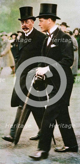 King George V and his son, Prince Edward, Duke of Windsor, 1930s. Creator: Unknown.