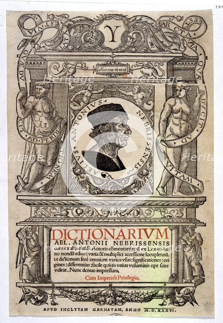 Cover of 'Dictionarium', 1536 by Antonio Nebrija.